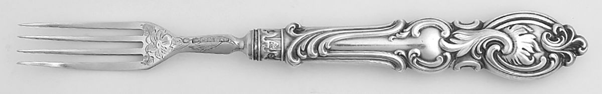 AHE1 (Sterling, 1845) Fruit Fork with Hollow Handle & Silverplate Tines by Aaron Hadfield-1