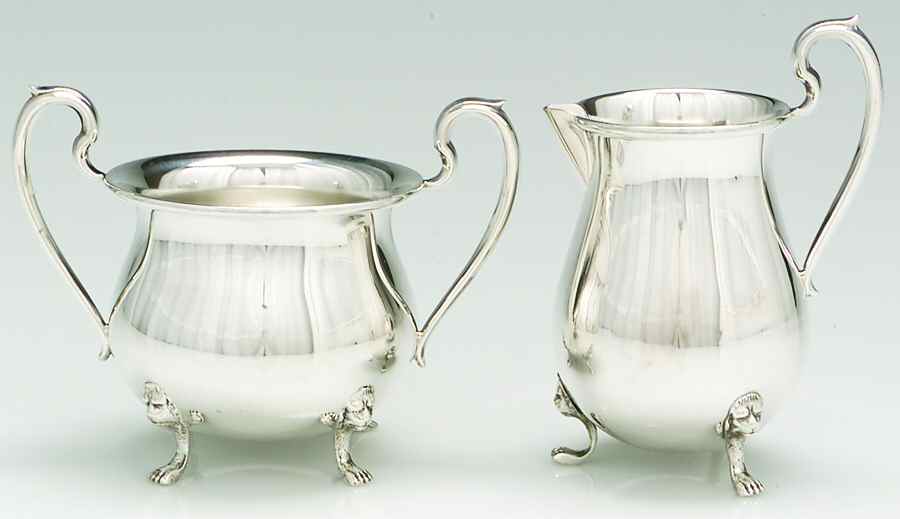 Sterling Hollowware Mini Sterling Creamer and Open Sugar by Ambassador-1