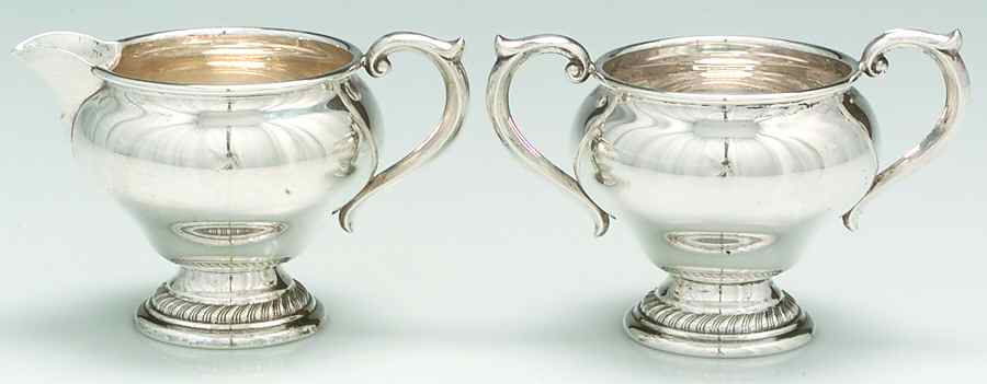 5239 (Sterling, Hollowware) Mini Sterling Creamer and Open Sugar by Alvin-1