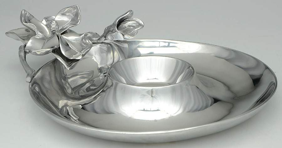 Magnolia (Aluminum, Hollowware) 1 Piece Chip & Dip by Arthur Court-1