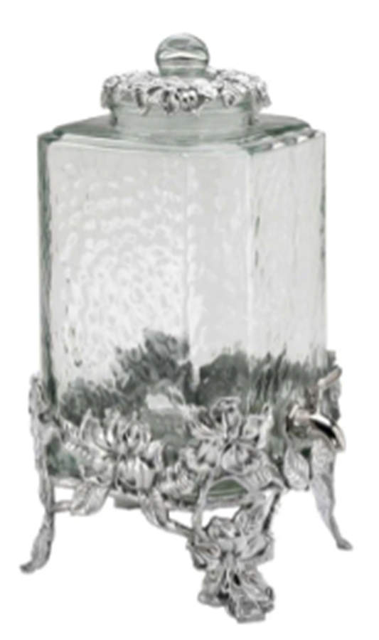 Magnolia (Aluminum, Hollowware) 320 Oz Glass & Aluminum Beverage Server by Arthur Court-1