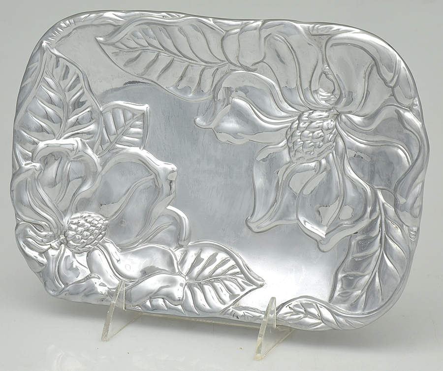 Magnolia (Aluminum, Hollowware) 9" Rectangular Tray by Arthur Court-1
