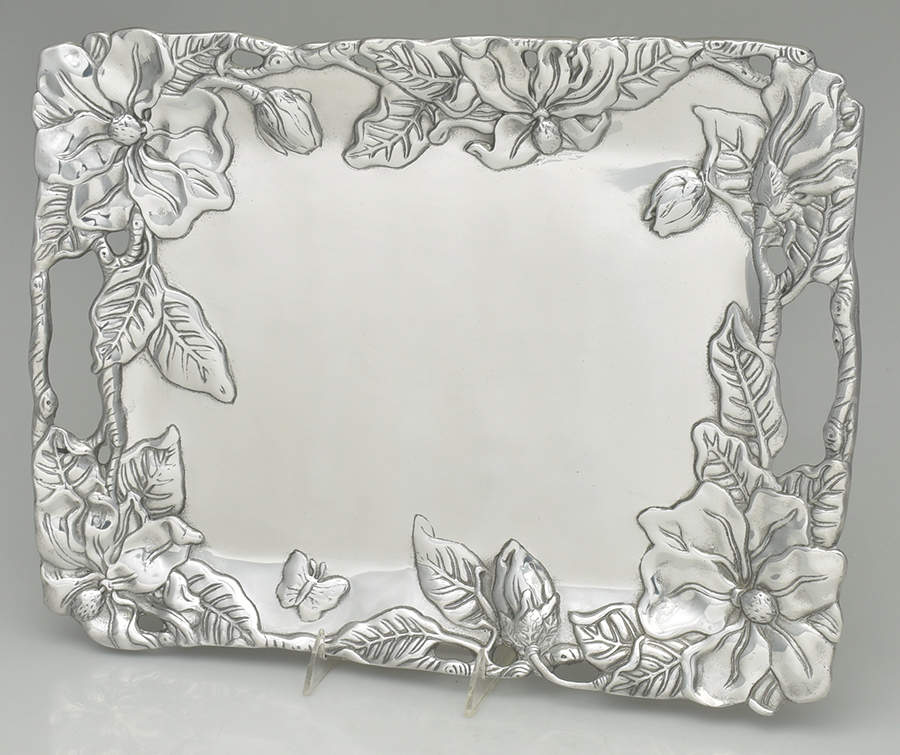 Magnolia (Aluminum, Hollowware) 18" Rectangular Tray by Arthur Court-1