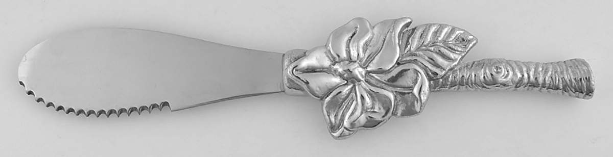 Magnolia (Aluminum, Hollowware) Cheese Spreader with Stainless Blade by Arthur Court-1