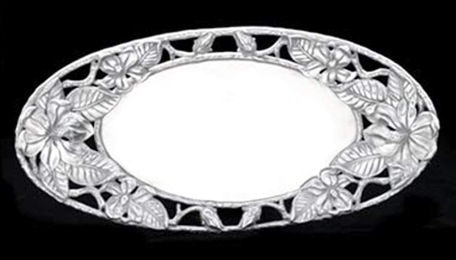 Magnolia (Aluminum, Hollowware) 22" Oval Tray by Arthur Court-1