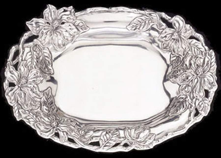 Magnolia (Aluminum, Hollowware) 14" Oval Tray by Arthur Court-1