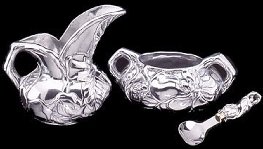 Magnolia (Aluminum, Hollowware) Open Sugar Bowl by Arthur Court-1