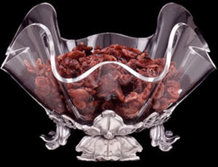 Magnolia (Aluminum, Hollowware) Stand for Acrylic Bowl 7" by Arthur Court-1