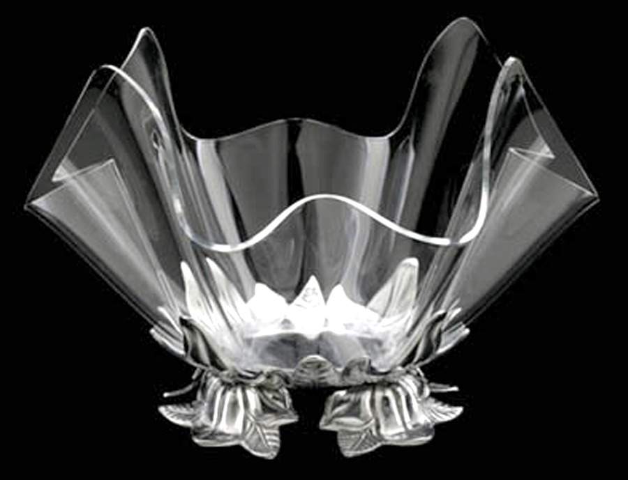 Magnolia (Aluminum, Hollowware) Stand for Acrylic Bowl 14" by Arthur Court-1