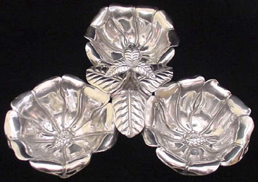 Magnolia (Aluminum, Hollowware) 3 Part Relish by Arthur Court-1