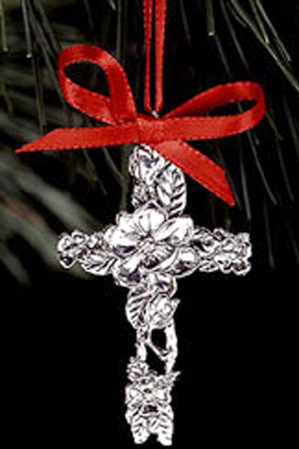 Magnolia (Aluminum, Hollowware) Cross Pendant/Ornament by Arthur Court-1