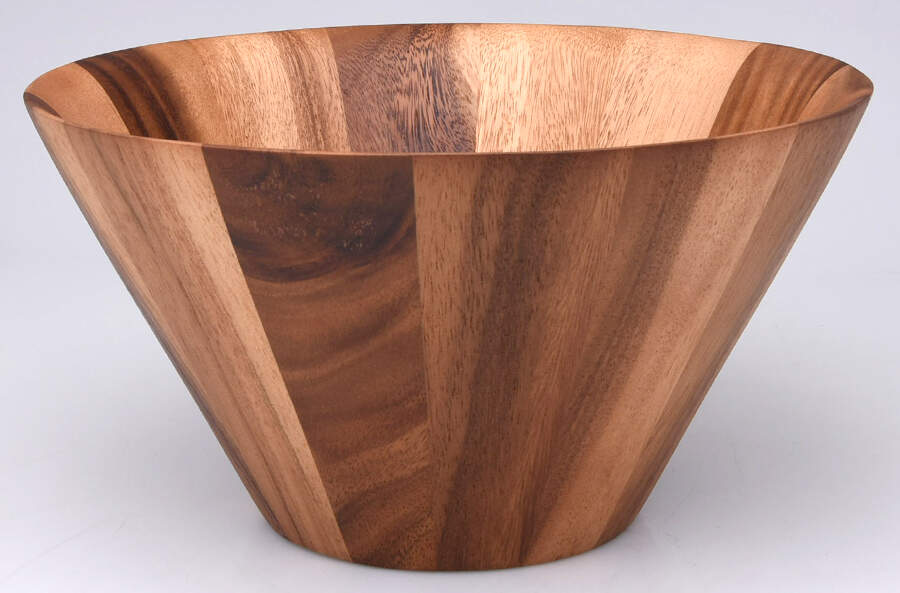 Magnolia (Aluminum, Hollowware) Wood Salad Serving Bowl by Arthur Court-1