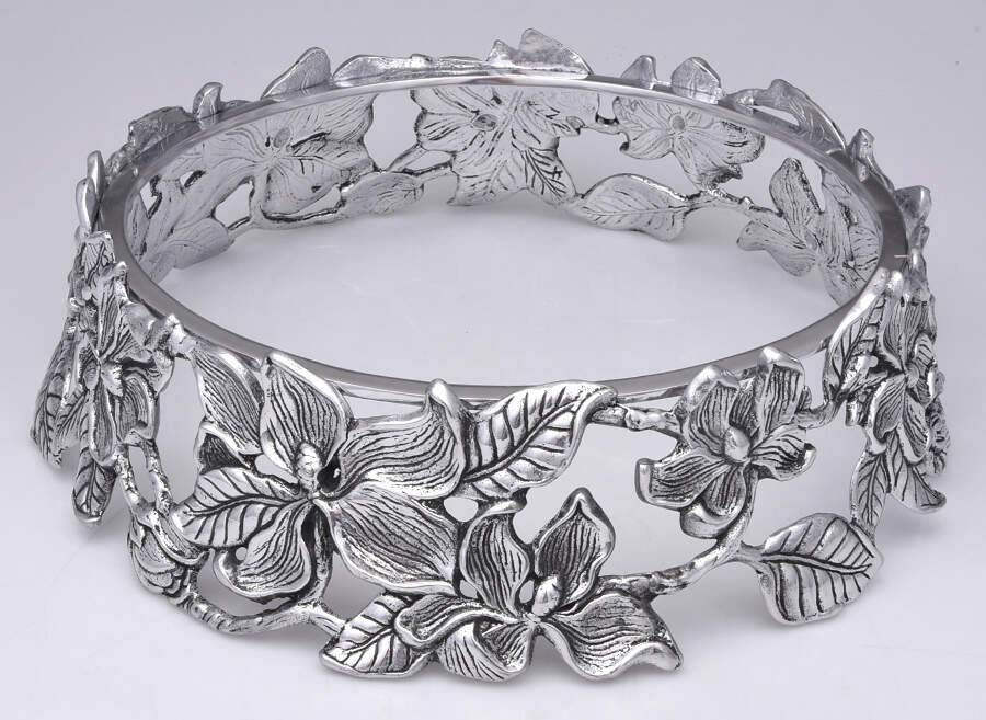 Magnolia (Aluminum, Hollowware) Cheese Plate-No Wood Insert by Arthur Court-1