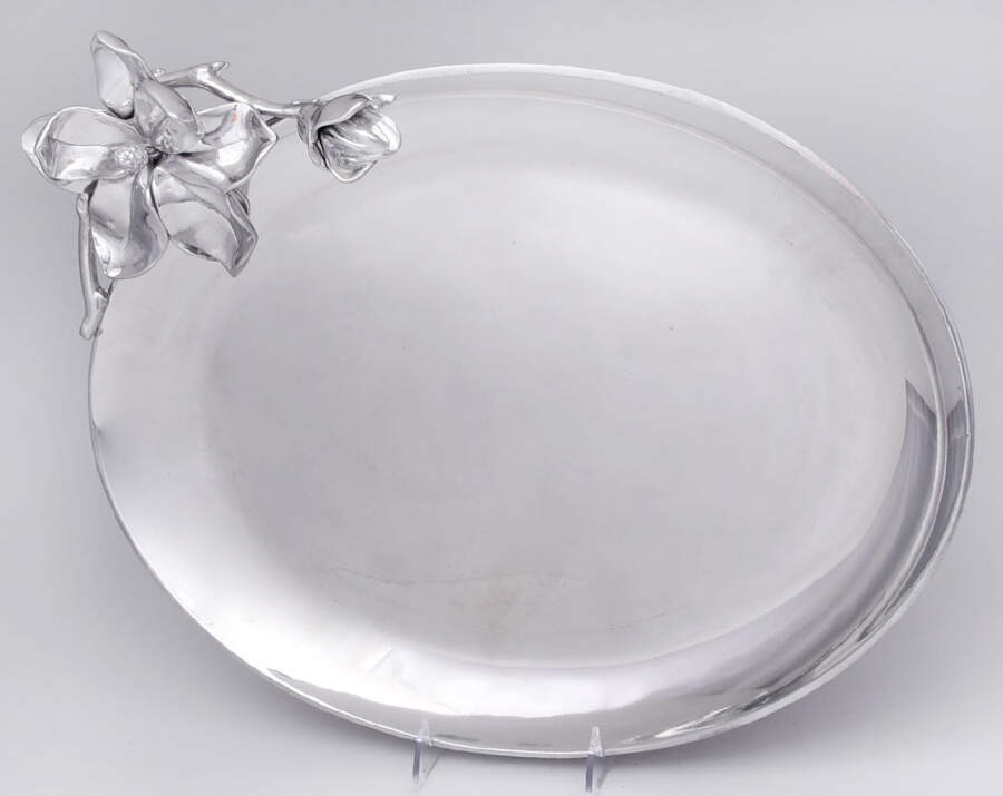 Magnolia (Aluminum, Hollowware) 18" Oval Serving Platter by Arthur Court-1