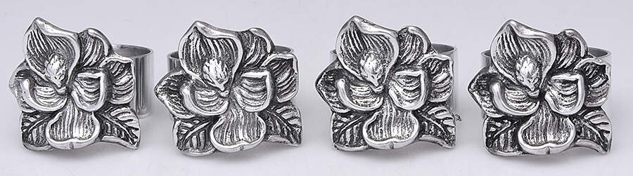 Magnolia (Aluminum, Hollowware) Napkin Ring - Set of 4 by Arthur Court-1