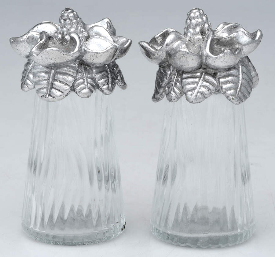 Magnolia (Aluminum, Hollowware) Salt & Pepper Set by Arthur Court-1