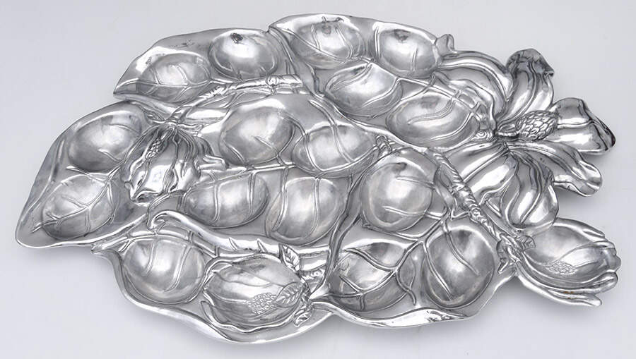 Magnolia (Aluminum, Hollowware) Deviled Egg Tray (Holds 18) by Arthur Court-1