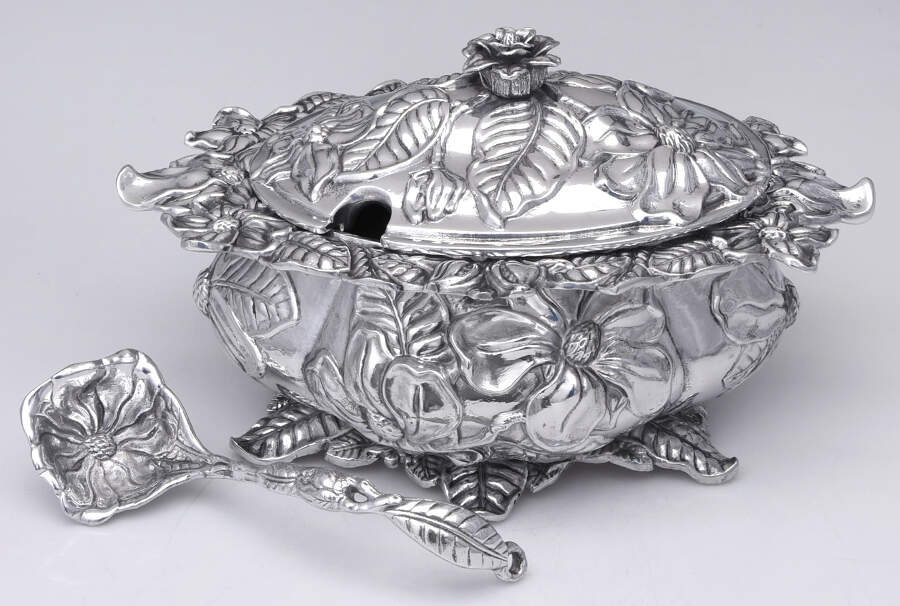Magnolia (Aluminum, Hollowware) Tureen & Lid with Ladle by Arthur Court-1