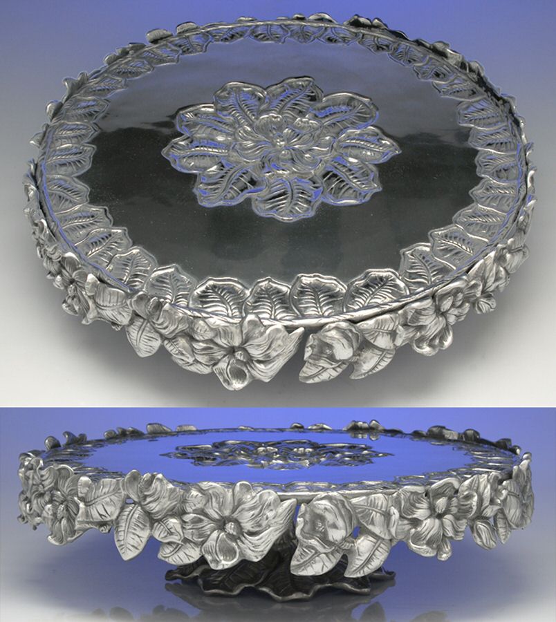 Magnolia (Aluminum, Hollowware) 17" Cake Stand by Arthur Court-1