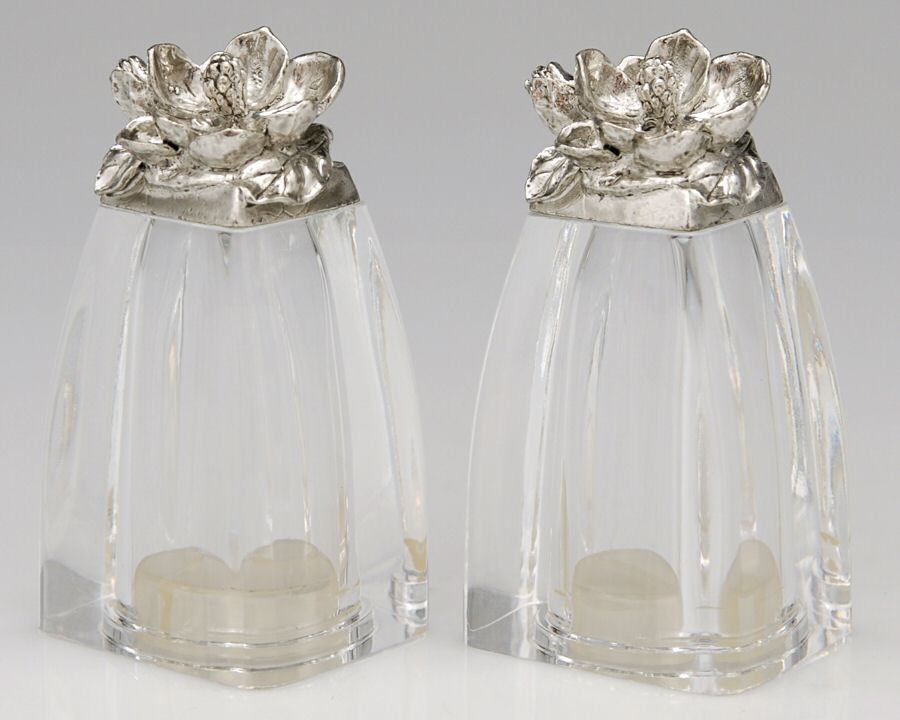 Magnolia (Aluminum, Hollowware) Salt & Pepper Set by Arthur Court-1