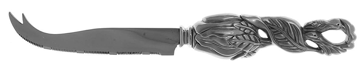 Magnolia (Aluminum, Hollowware) Cheese/Bar Knife Hollow Handle 2 Prong by Arthur Court-1