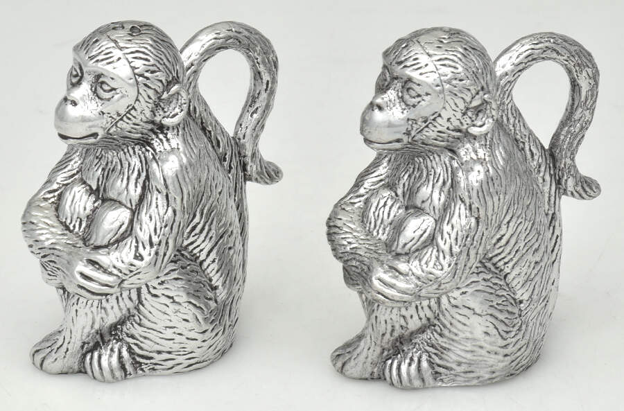 Safari (Aluminum, Hollowware) Salt and Pepper Set by Arthur Court-1