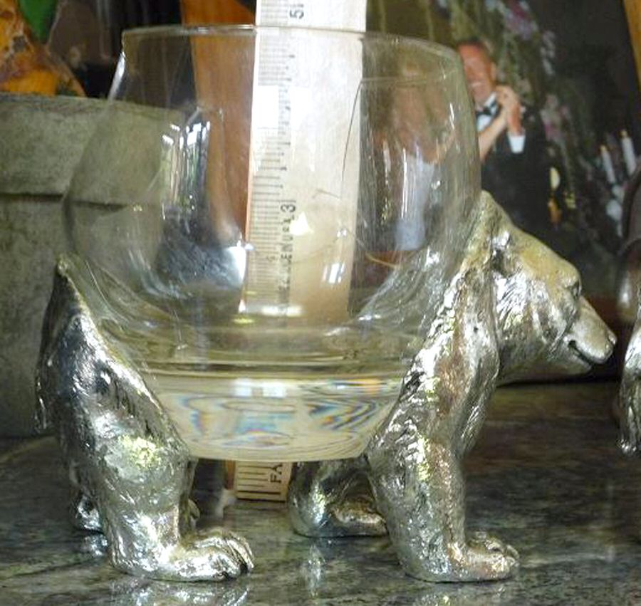American Wilderness (Aluminum, Hollowware) Grizzly Bear Roly Poly/Double Old Fashioned by Arthur Court-1