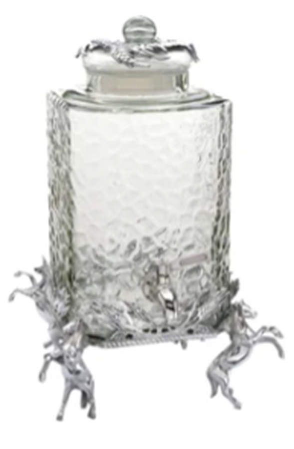 Horse (Aluminum, Hollowware) 320 Oz Glass & Aluminum Beverage Server by Arthur Court-1