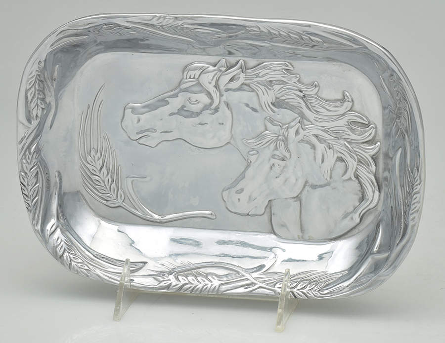 Horse (Aluminum, Hollowware) 9" Rectangular Tray by Arthur Court-1