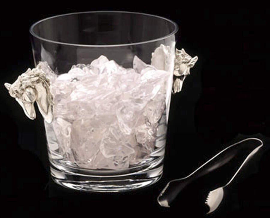 Horse (Aluminum, Hollowware) Crystal Ice Bucket & Tongs by Arthur Court-1