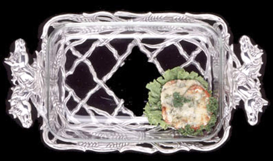 Horse (Aluminum, Hollowware) Rectangular Casserole Holder with Pyrex Liner by Arthur Court-1