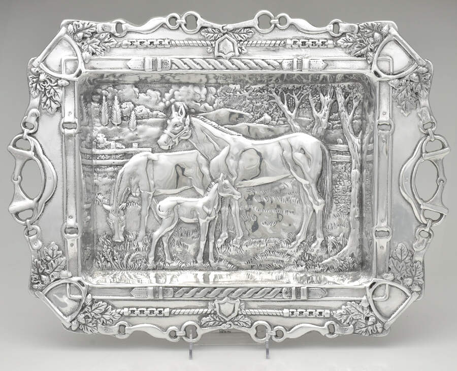 Horse (Aluminum, Hollowware) 20" Rectangular Tray by Arthur Court-1