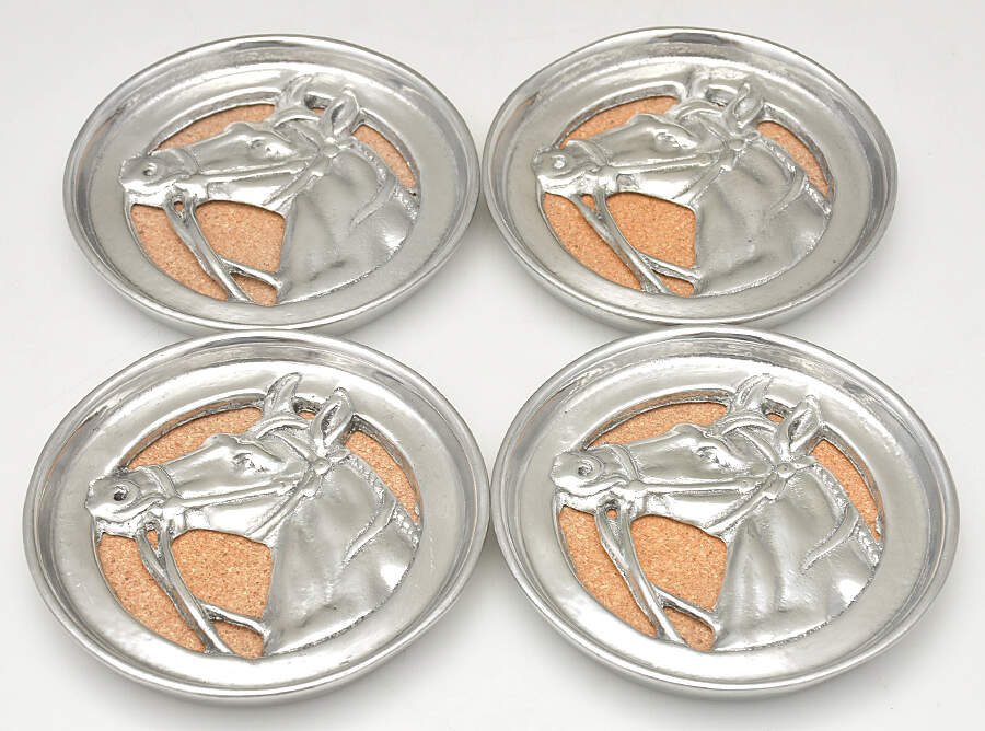 Horse (Aluminum, Hollowware) Coaster - Set of 4 by Arthur Court-1