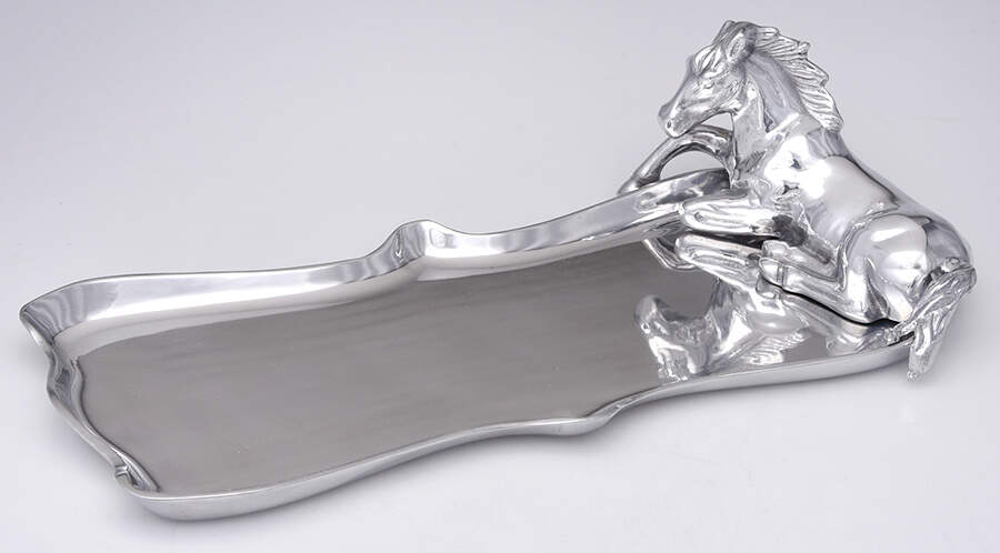 Horse (Aluminum, Hollowware) 17" Oblong Tray by Arthur Court-1
