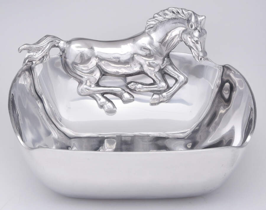 Horse (Aluminum, Hollowware) 10" Square Bowl by Arthur Court-1