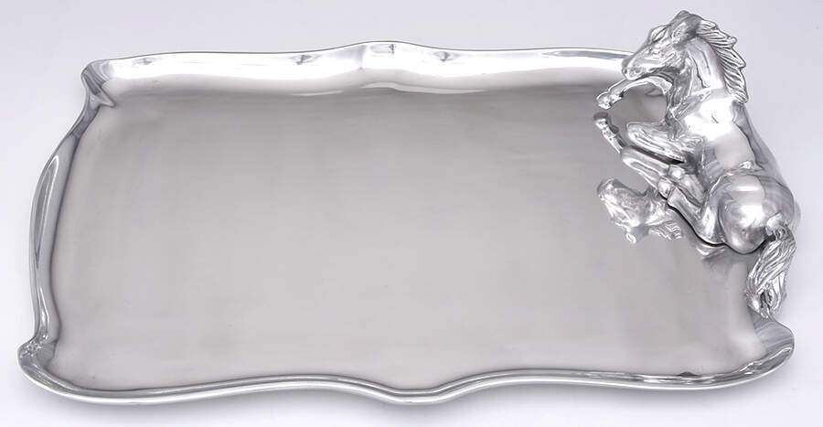 Horse (Aluminum, Hollowware) 18" Rectangular Platter by Arthur Court-1