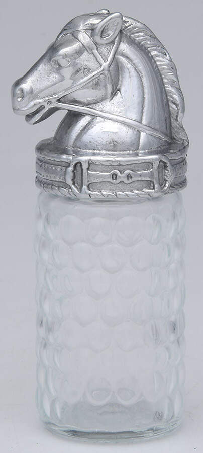 Horse (Aluminum, Hollowware) Glass Salt Shaker with Metal Lid by Arthur Court-1