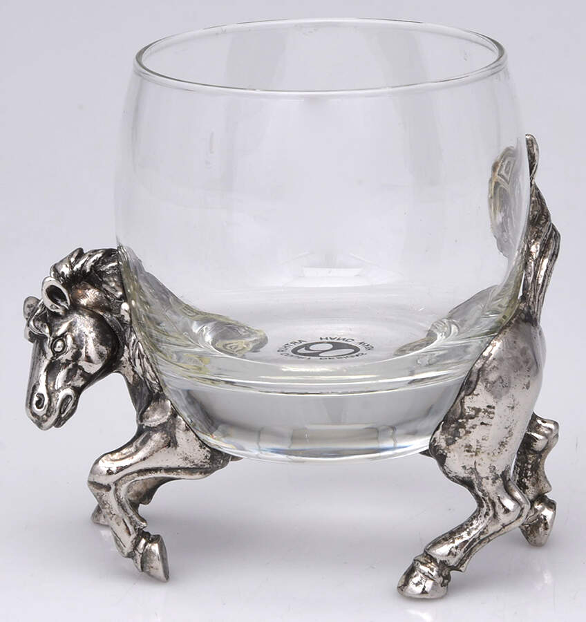 Horse (Aluminum, Hollowware) Crystal Double Old Fashioned by Arthur Court-1