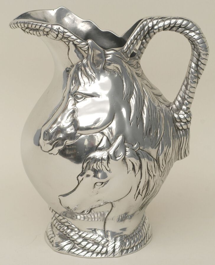Horse (Aluminum, Hollowware) Pitcher Water by Arthur Court-1