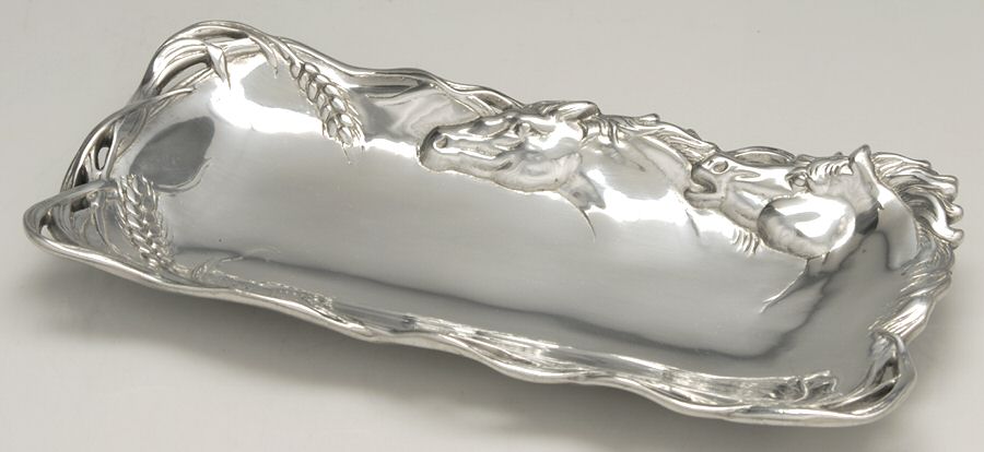 Horse (Aluminum, Hollowware) 12" Bread Tray by Arthur Court-1
