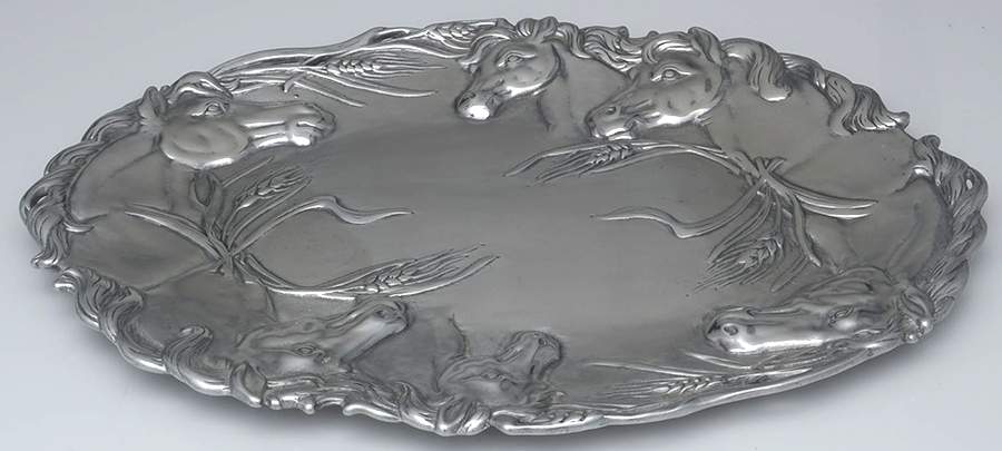 Horse (Aluminum, Hollowware) 18" Oval Serving Platter by Arthur Court-1