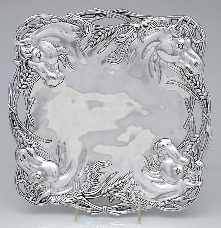 Horse (Aluminum, Hollowware) 12" Square Tray by Arthur Court-1