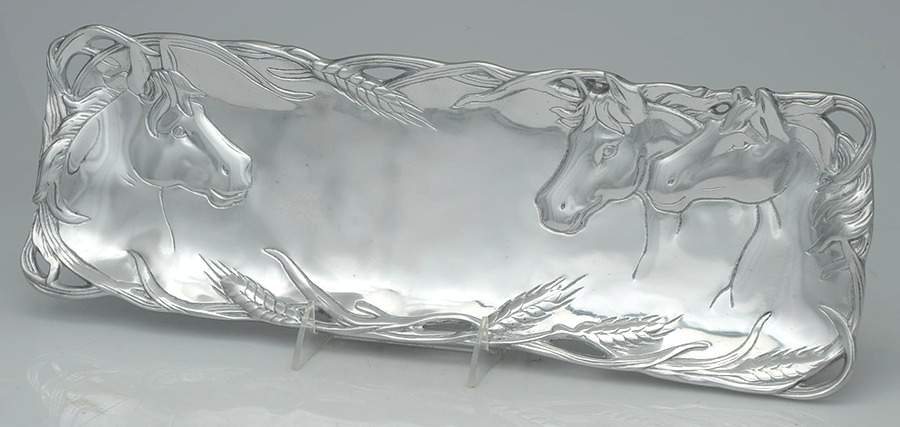 Horse (Aluminum, Hollowware) 17" Rectangular Tray by Arthur Court-1