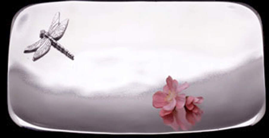 Dragonfly (Aluminum, Hollowware) 10" Rectangular Tray by Arthur Court-1