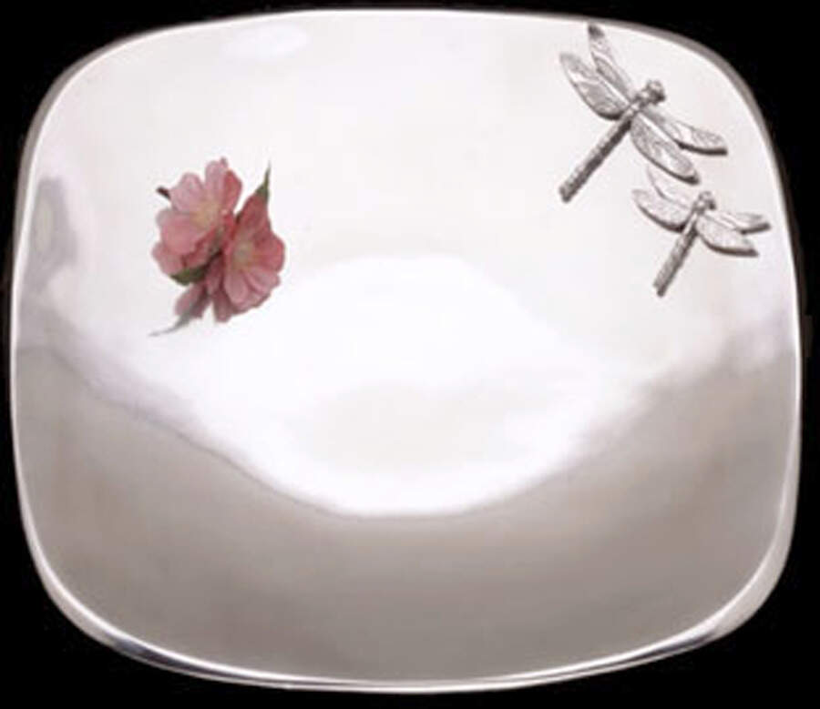 Dragonfly (Aluminum, Hollowware) 12" Square Tray by Arthur Court-1