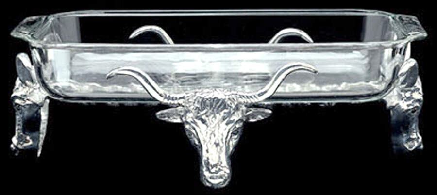 Longhorn (Aluminum, Hollowware) Rectangular Casserole Holder by Arthur Court-1