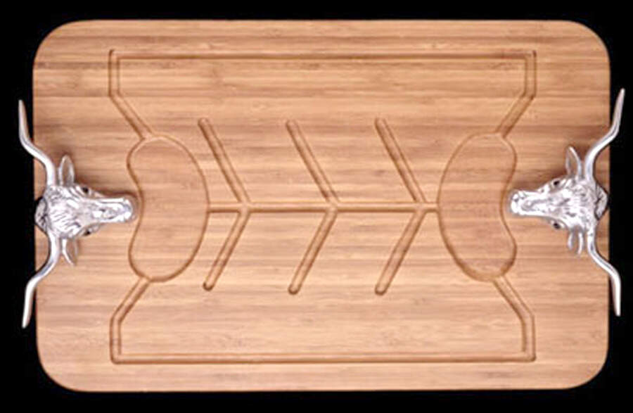 Longhorn (Aluminum, Hollowware) Carving Board with Steer Handles by Arthur Court-1