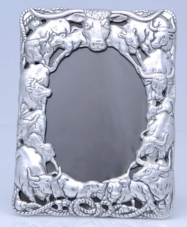 Longhorn (Aluminum, Hollowware) Frame-Holds 4" X 6" Picture by Arthur Court-1