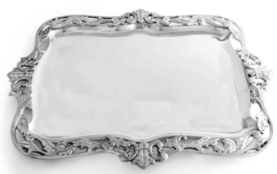 Fleur de Lis (Aluminum, Serveware) 20" Rectangular Platter by Arthur Court-1