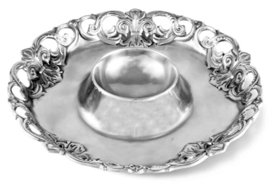Fleur de Lis (Aluminum, Serveware) 1 Piece Chip & Dip by Arthur Court-1